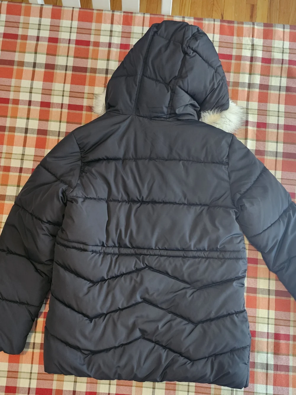 The Children's Place Black Puffer Coat with Faux Fur Hood